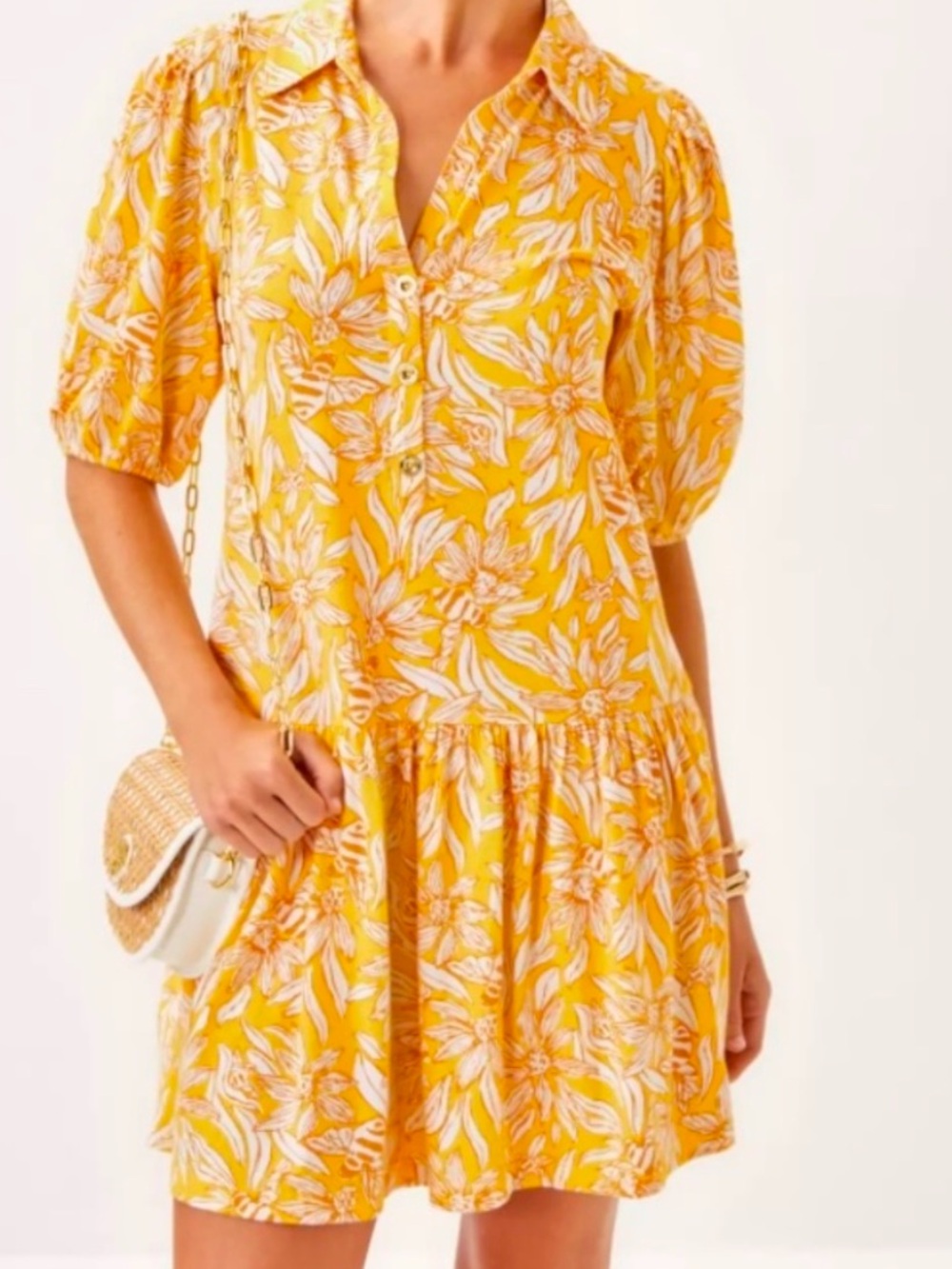 NWOT Lilly Pulitzer Bingley dress size XS. Honeycomb hideaway short sleeve.